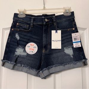 Wallflower vintage dark wash distressed jean shorts. Size 9/29 regular